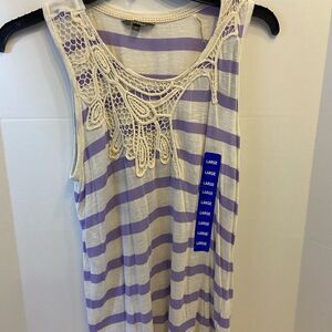 Popori collection tank top striped purple L new